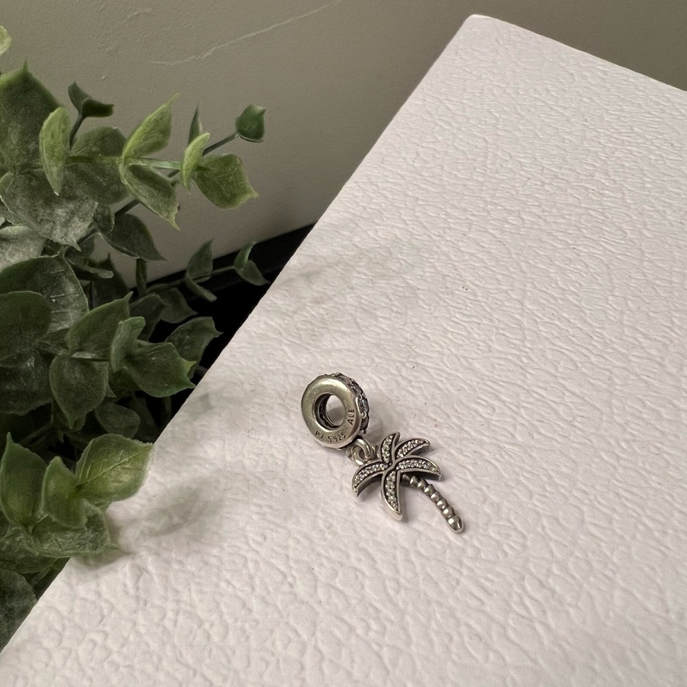Pandora Charm Dangle Palm Tree CZ Silver